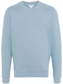 Хлопковый свитер тонкой вязки Sunspel, синий