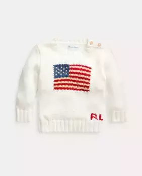 Хлопковый свитер унисекс с флагом США Polo Ralph Lauren, цвет Crudo