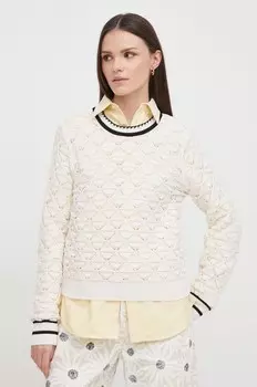 Хлопковый свитер United Colors of Benetton, бежевый