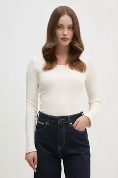 Хлопковый свитер United Colors of Benetton, бежевый