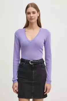 Хлопковый свитер United Colors Of Benetton, фиолетовый