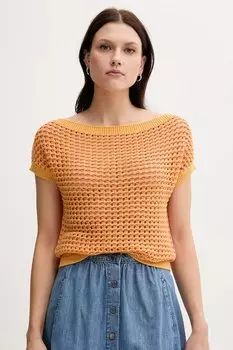 Хлопковый свитер United Colors Of Benetton, оранжевый