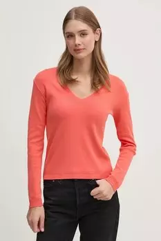 Хлопковый свитер United Colors Of Benetton, оранжевый