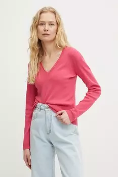 Хлопковый свитер United Colors Of Benetton, розовый