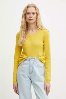 Хлопковый свитер United Colors Of Benetton, желтый