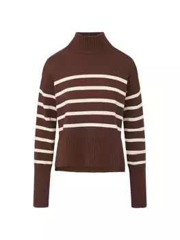 Хлопковый свитер в полоску Lancetti Veronica Beard, цвет chicory ecru