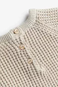 Хлопковый свитер вафельной вязки H&M, бежевый