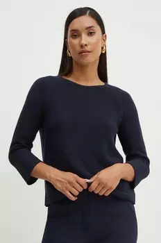 Хлопковый свитер Weekend Max Mara, темно-синий