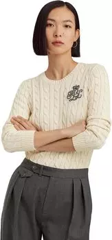 Хлопковый свитер вязанной косой Bullion LAUREN Ralph Lauren, цвет Mascarpone Cream
