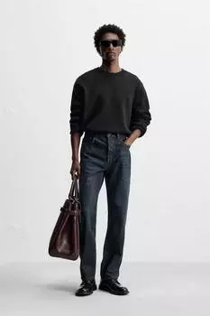 Хлопковый свитер ZARA, черный