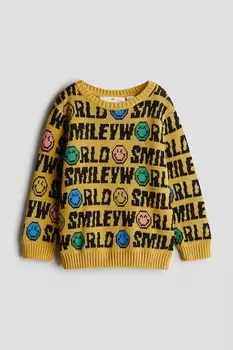 Хлопковый свитер жаккардовой вязки H&M, желтый