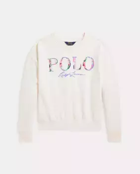 Хлопковый свитшот для девочек с логотипом Polo Ralph Lauren, белый