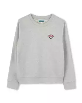 Хлопковый свитшот для мальчиков с вышивкой на спине Kenzo Kids, светло-серый