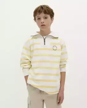 Хлопковый свитшот для мальчиков с высоким воротником на молнии Scalpers, жёлтый