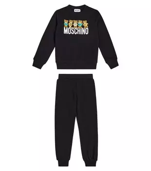 Хлопковый свитшот и спортивные штаны Teddy Bear Moschino, черный