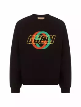 Хлопковый свитшот Interlocking G Gucci, черный