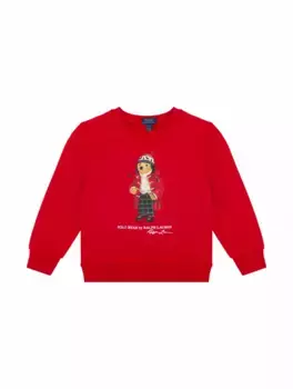 Хлопковый свитшот Polo Bear Ralph Lauren, красный
