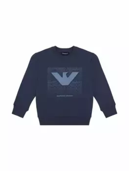 Хлопковый свитшот с логотипом EMPORIO ARMANI, тёмно-синий