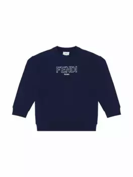 Хлопковый свитшот с логотипом Fendi, тёмно-синий