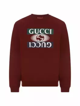 Хлопковый свитшот с логотипом Gucci, бордовый