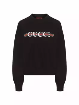 Хлопковый свитшот с логотипом Gucci, черный
