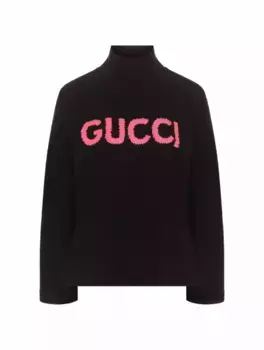 Хлопковый свитшот с логотипом Gucci, черный