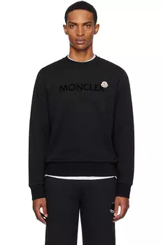 Хлопковый свитшот с логотипом Moncler, черный