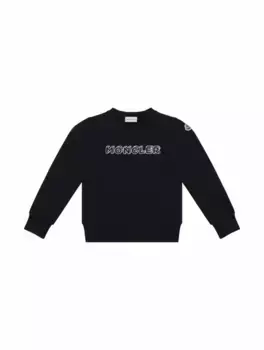 Хлопковый свитшот с логотипом Moncler, тёмно-синий