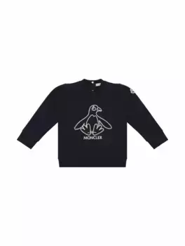 Хлопковый свитшот с логотипом Moncler, тёмно-синий