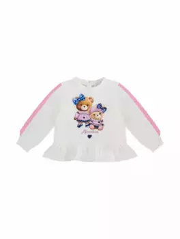 Хлопковый свитшот с принтом Monnalisa, белый