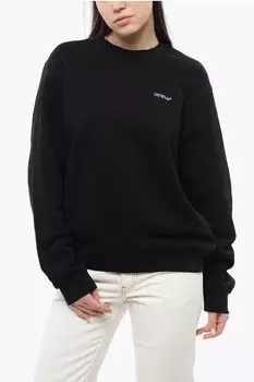 Хлопковый свитшот с принтом на спине Off-White, черный