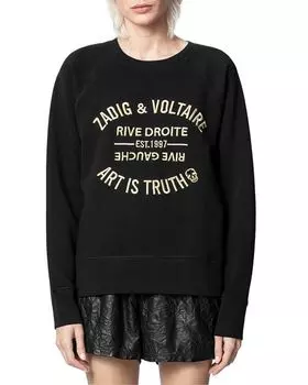 Хлопковый свитшот с принтом сообщений Zadig & Voltaire, цвет Black