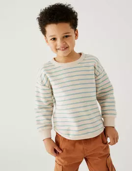 Хлопковый свитшот в полоску (2–8 лет) Marks & Spencer, желтый микс