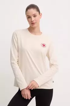 Хлопковый топ 1960-го года с длинными рукавами и логотипом Fjallraven, бежевый
