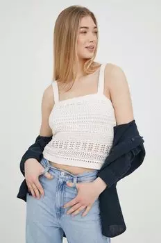 Хлопковый топ Abercrombie & Fitch, бежевый