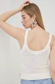 Хлопковый топ Abercrombie & Fitch, бежевый