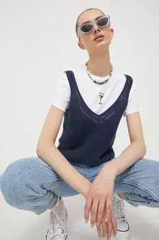 Хлопковый топ Abercrombie & Fitch, темно-синий