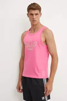 Хлопковый топ adidas Originals Pride, розовый