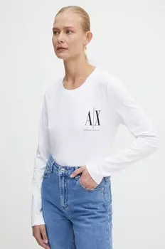 Хлопковый топ Armani Exchange с длинными рукавами, белый