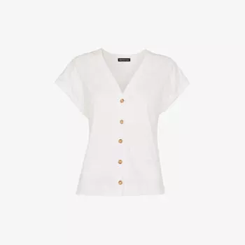 Хлопковый топ Aubrie с V-образным вырезом на пуговицах Whistles, белый