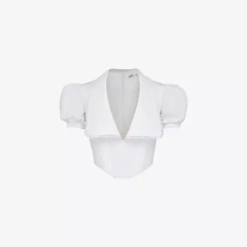 Хлопковый топ Augusta с фестончатым воротником House Of Cb, белый