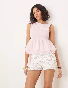 Хлопковый топ-бэби-долл ASOS DESIGN со сборками розового цвета