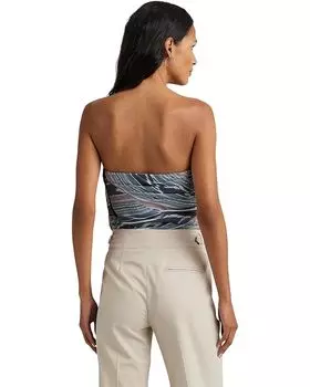 Хлопковый топ без бретелек с гео-полосками LAUREN Ralph Lauren, темно-синий мульти