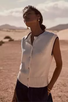 Хлопковый топ без рукавов Mint Velvet, белый