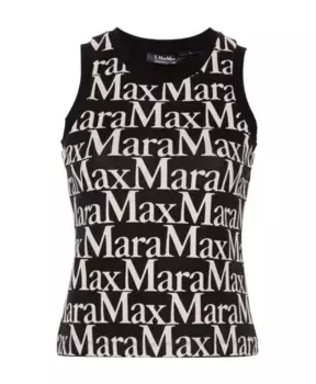 Хлопковый топ без рукавов с логотипом Max Mara, мультиколор