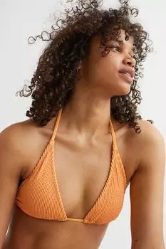 Хлопковый топ бикини с треугольными чашечками H&amp;M, апельсин