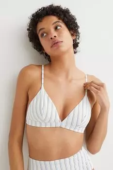 Хлопковый топ бикини с треугольными чашечками H&amp;M, белый/полосатый