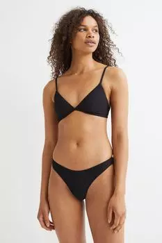Хлопковый топ бикини с треугольными чашечками H&amp;M, черный