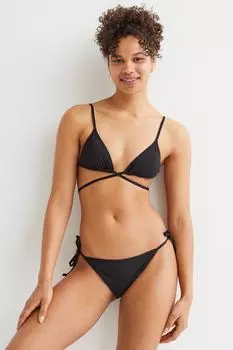 Хлопковый топ бикини с треугольными чашечками H&amp;M, черный