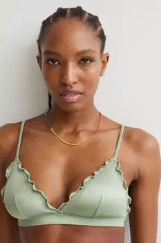Хлопковый топ бикини с треугольными чашечками H&amp;M, светло-зеленый хаки
